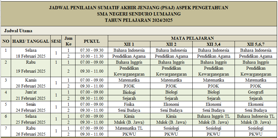 jadwal PSAJ 2025